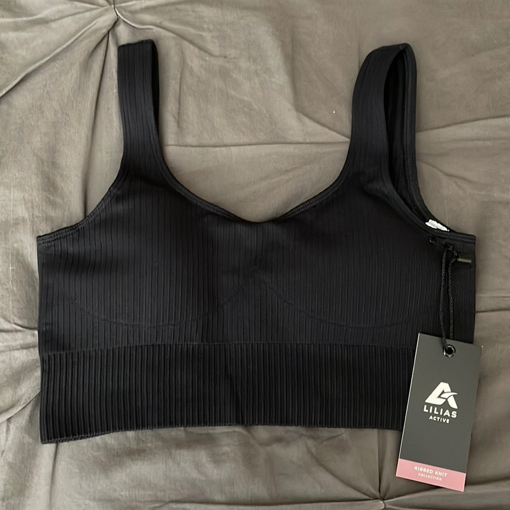 Ribbed Sports Bra - Black
